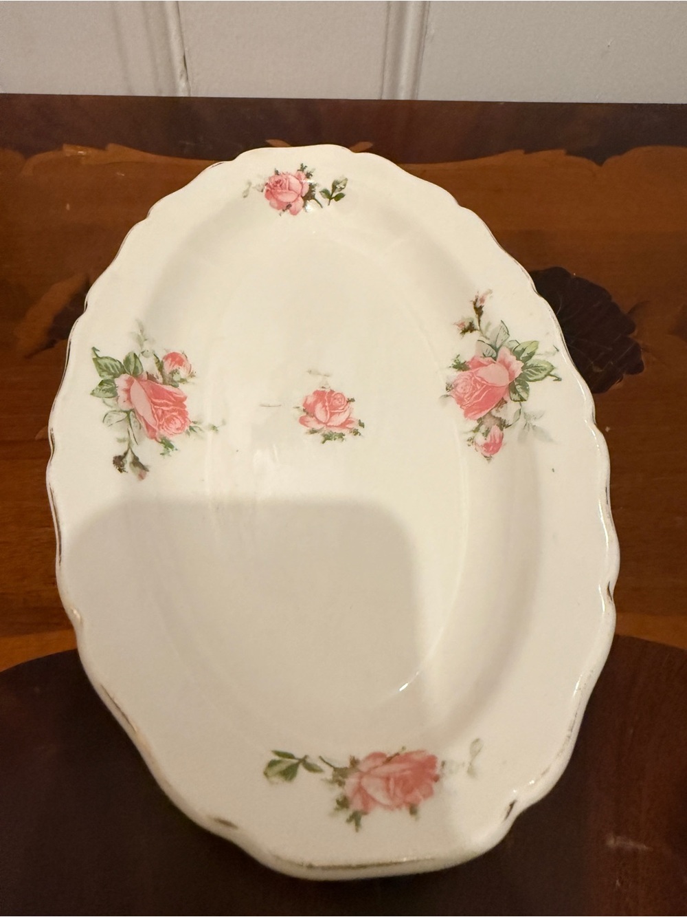 Vintage Canonsburg Keystone 9.5” Pink Rose Oval Serving Bowl USA